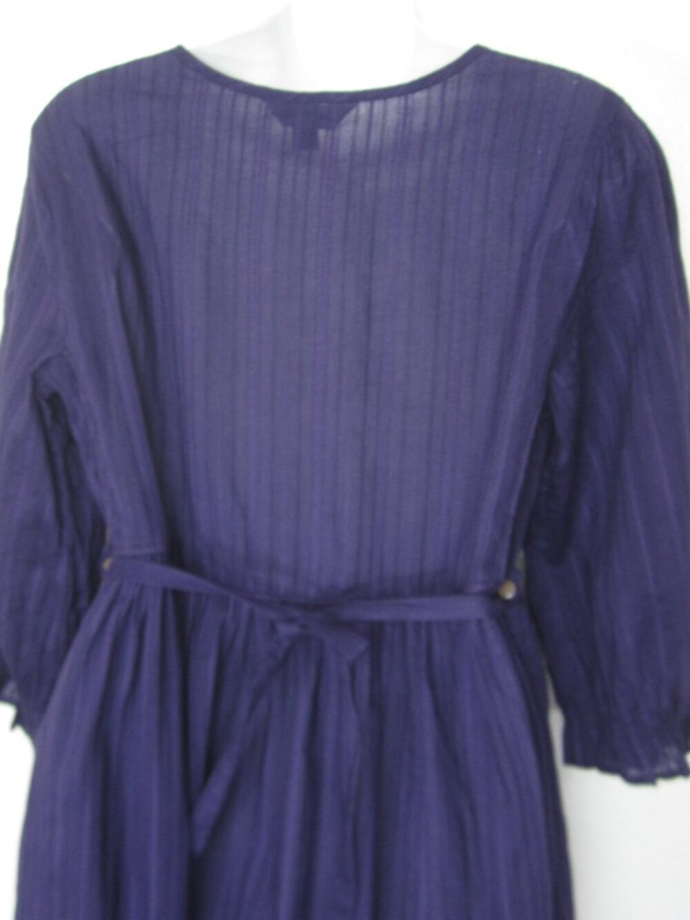 April Cornell Purple Size XS Dress Embroidered 3/4 Short Sleeve Tie Back Belt - Picture 7 of 13